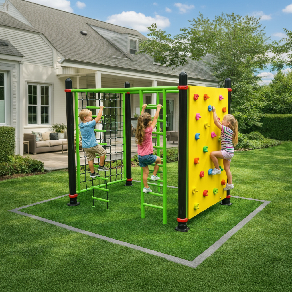 Children playing on a colourful playground