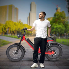 Electric Fat tyre Bike 48 v with lights pedal and removable battery- Red
