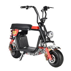 Electric Fat tyre harley scooter long seat & removable battery- black white mix color