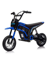 Megawheels RX24 Electric Dirt Bike 24 V for Kids Baby Dirtbike for Kids, Blue Ride-on With 14 Mph Max Speed, Shock-Absorbing Suspension