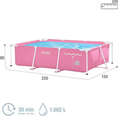 Intex Pink Rectangular Frame Pool 2.2x1.5x0.6mt