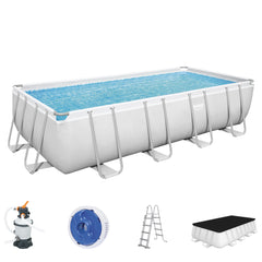 Bestway 16’ X 8’ X 48” Portable Set Power Steel Rectangular Swimming Pool