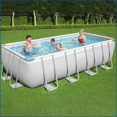 Bestway 16’ X 8’ X 48” Portable Set Power Steel Rectangular Swimming Pool