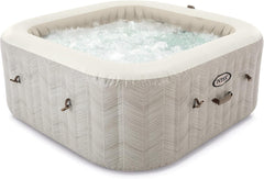 Intex 28446EX - PureSpa Chevron Deluxe Square 4 Seater Inflatable Hot Tub, 140 Jets, Heating, PVC, Multicoloured, 175 x 175 x 71 cm