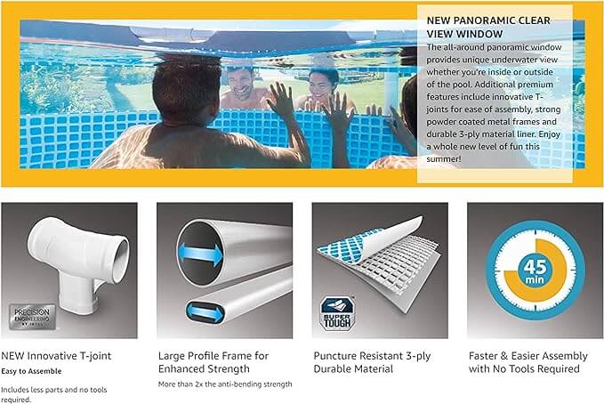Intex Prism Frameth Clearview Premium Round Pool Set 4.27x1.07mt
