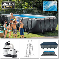INTEX Ultra XTR Frame Rectangular Pool Set With Sand Filter Pump