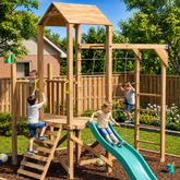 Megastar CedarQuest Wooden Outdoor Playset with Slide & Climbing Net -321 x 268 x 286 cm | Rafplay UAE
