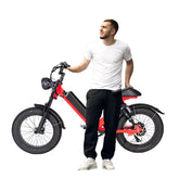 Electric Fat tyre Bike 48 v with lights pedal and removable battery- Red