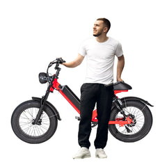 Electric Fat tyre Bike 48 v with lights pedal and removable battery- Red