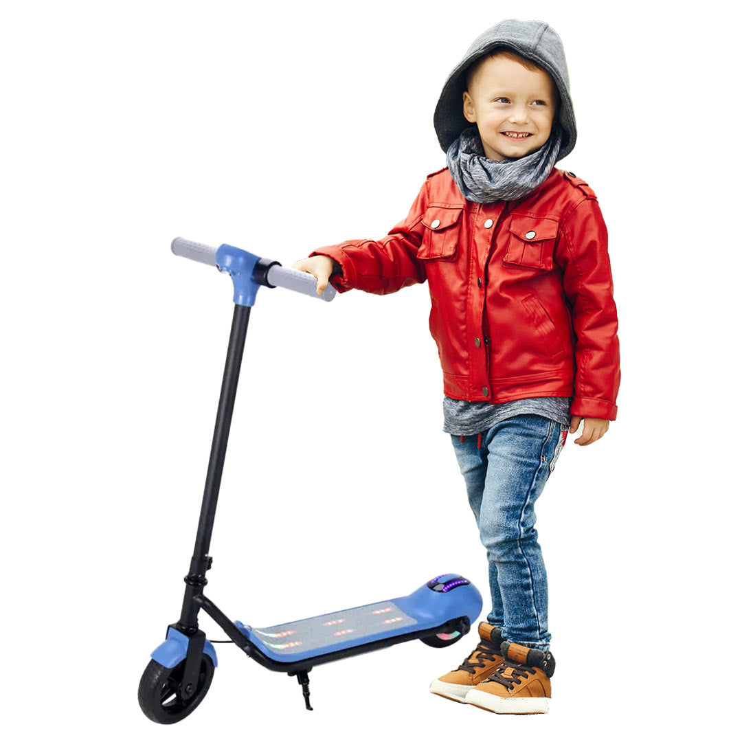 kids electric foldable scooter with led lights - Blue