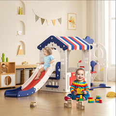 Tent Playhouse Children's Playground Plastic Toy Baby White Swing and Slide for Kids Indoor by Megastar