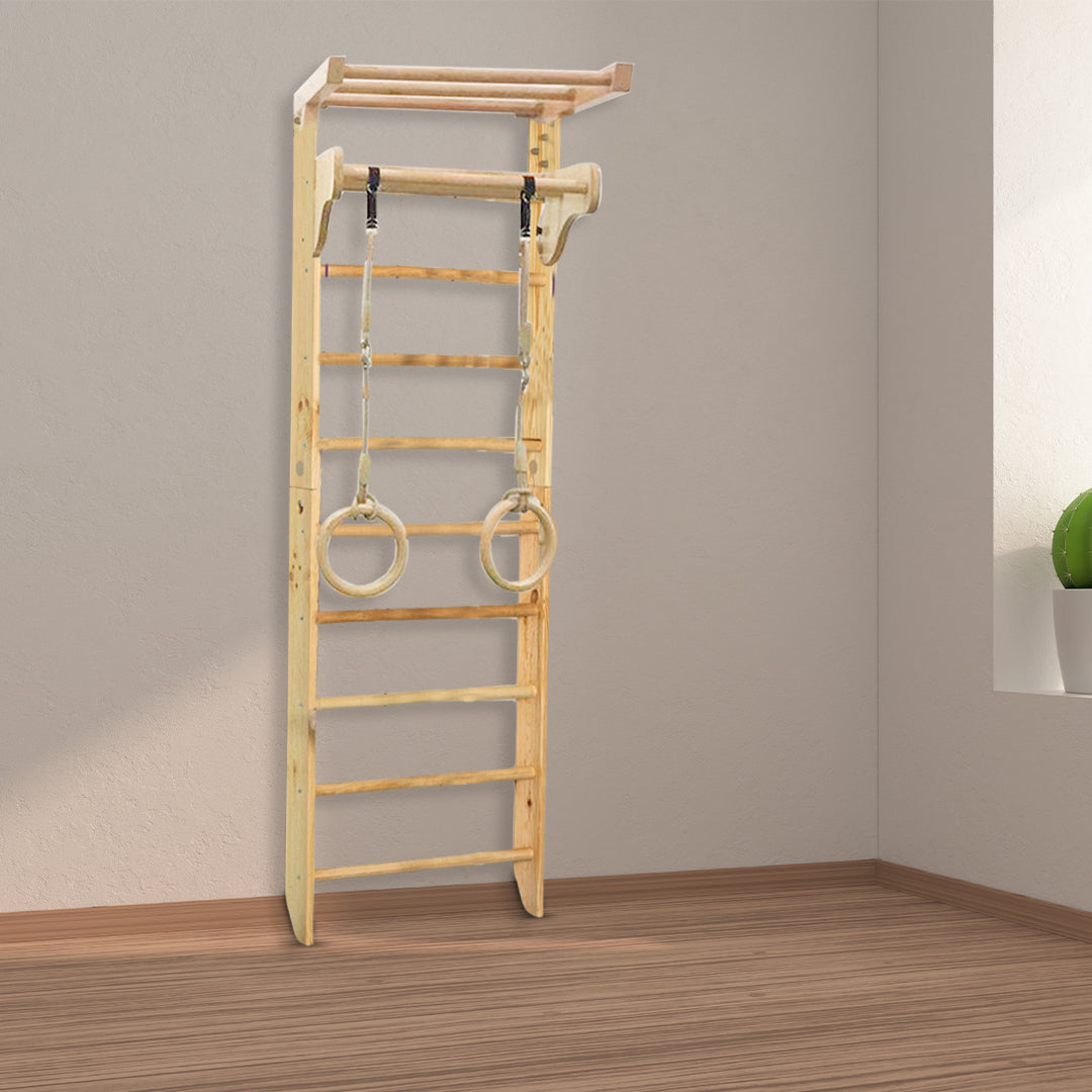 Megastar Wooden Swedish Ladder Wall Set with Trapeze bars for kids