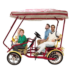 Electric Surrey 48V Quadracycle Tandem bike for 4 persons With Canopy