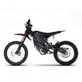Black off-road motorcycle on a white background
