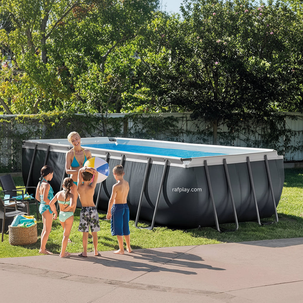 INTEX Ultra XTR Frame Rectangular Pool Set With Sand Filter Pump (18ft x 9ft x52" )