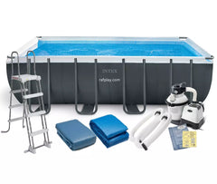 INTEX Ultra XTR Frame Rectangular Pool Set With Sand Filter Pump (18ft x 9ft x52" )