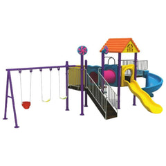 Kids Discovery Playland with 3 swings and 2 slides outdoor playground equipment
