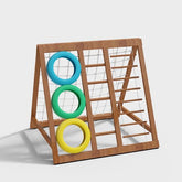Wooden ladder game with colourful rings