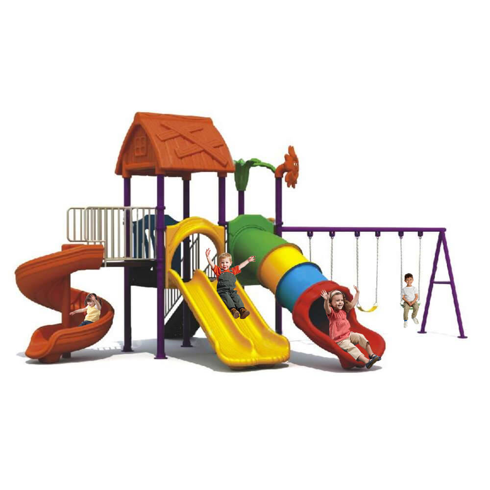 egastar Escapade Metal Outdoor Tower with Triple Slide & Swings