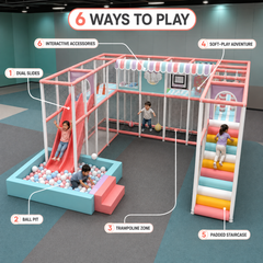 Multi Colour Megastar Kidzora Play Arena – Premium Kids commercial Indoor Playground with Slide, Ball Pit trampoline zone and other ways to play