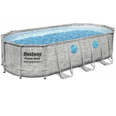 Power Steel Swim Vista Series Oval Pool Set(Grey) 5.49m x 2.74m x 1.22m