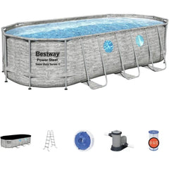 Power Steel Swim Vista Series Oval Pool Set(Grey) 5.49m x 2.74m x 1.22m