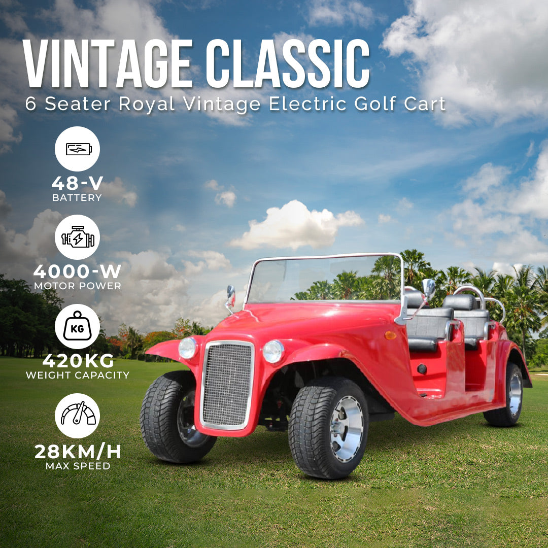 Megawheels Vintage Classic 6 Seater Royal Vintage Electric Golf Cart Golf Buggy