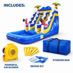 Inflatable water slide set with accessories