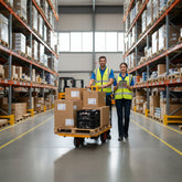 Warehouse staff transporting boxes J-3