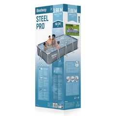 Bestway Steel Pro Rectangle Above Ground Pool Set 3.66 m X 2.01 m X 66 cm Swimming Pool