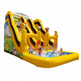 Inflatable slide with cartoon characters