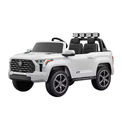 Side view of White Toyota Tundra Ride-On Electric truck
