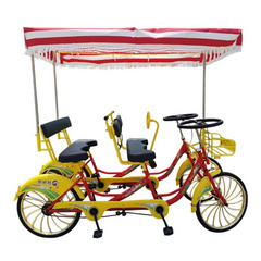 Megawheels Surrey Quadricycle Tandem Bike 4 Seater With Roof and Pedal Driving