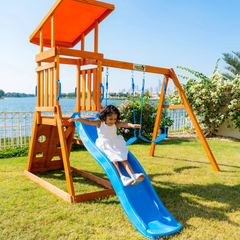 Kids enjoythe Dynamic Sports Arabian Cat Wooden Swing Set