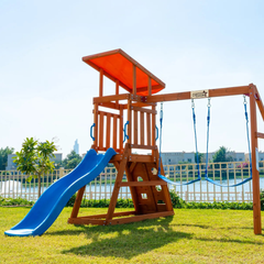 Dynamic Sports Arabian Cat Wooden Swing Set -(261.7 x 263.1 x 228.6 CM)