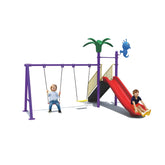 Megastar Kids Playground set Metal Play Twin Swing and Slide Playset With stairs 370 x 360 x 330 cms
