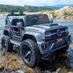 Megastar Ride on 12 v Rocky Road 12v open jeep for terrain driving-silver