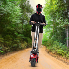 Fat tire foldable electric scooter 48 v with led smart lights - Flame red