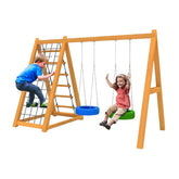 Megastar Wooden Multi Activity Double Tire Swings & Climber- 300 X 150 X 220 CMS