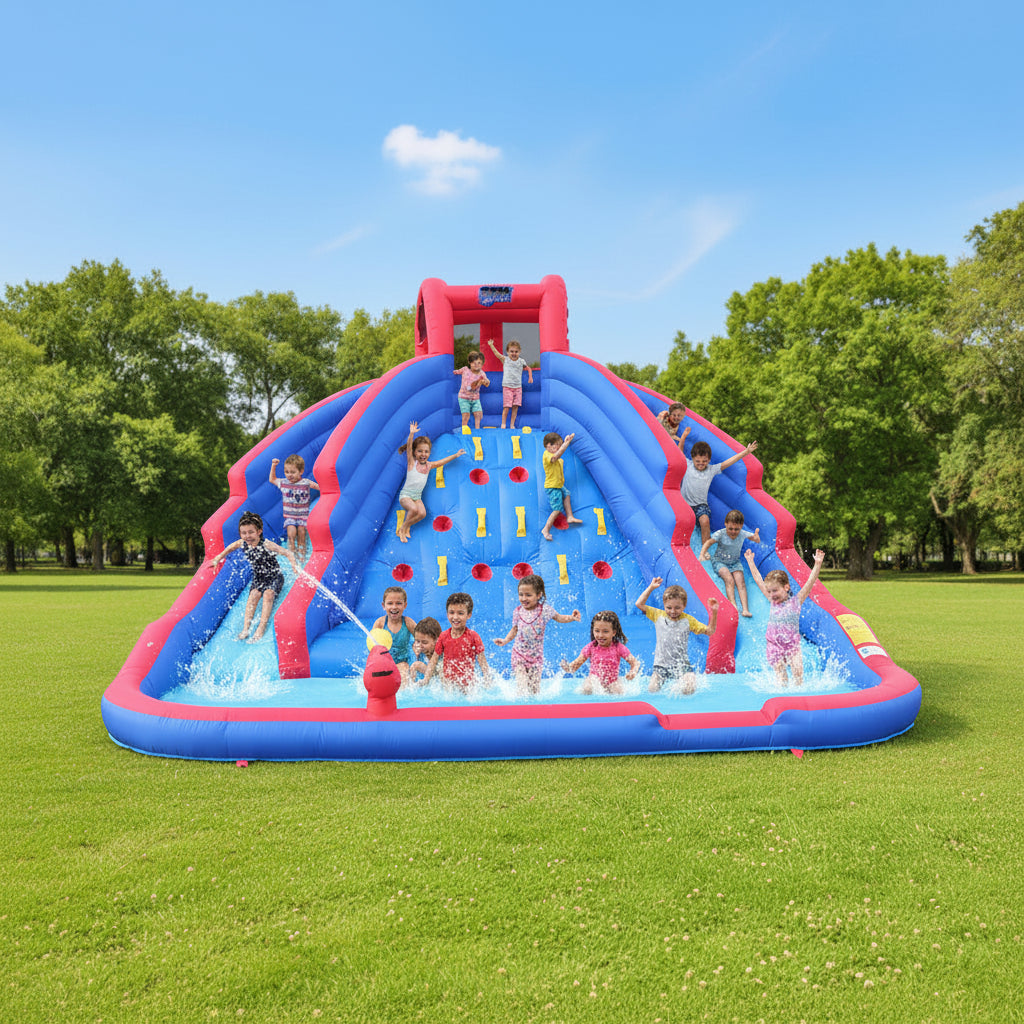 Megastar Inflatable Niagra Waterfall Park With Climbing Wall and Dual Slides- 3.89 X 3.39 X 2.4 M