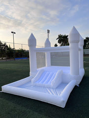 Megastar Portable White Bounce House With Slide and Ball Pit Multifunctional Inflatable Bouncer for Kids(13 * 8 * 8FT, With Air Blower