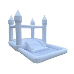 Megastar Portable White Bounce House With Slide and Ball Pit Multifunctional Inflatable Bouncer for Kids(13 * 8 * 8FT, With Air Blower