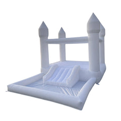 Megastar Portable White Bounce House With Slide and Ball Pit Multifunctional Inflatable Bouncer for Kids(13 * 8 * 8FT, With Air Blower