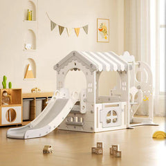 Tent Playhouse Children's Playground Plastic Toy Baby White Swing and Slide for Kids Indoor by Megastar