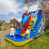 Megastar Inflatable Dual Lane Water Slide with Pool For Kids Playhouse with Openable Door