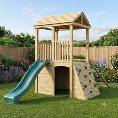 Stylish Wooden Climbing Frame for Kids and Wave Slide PlaySet for Kids