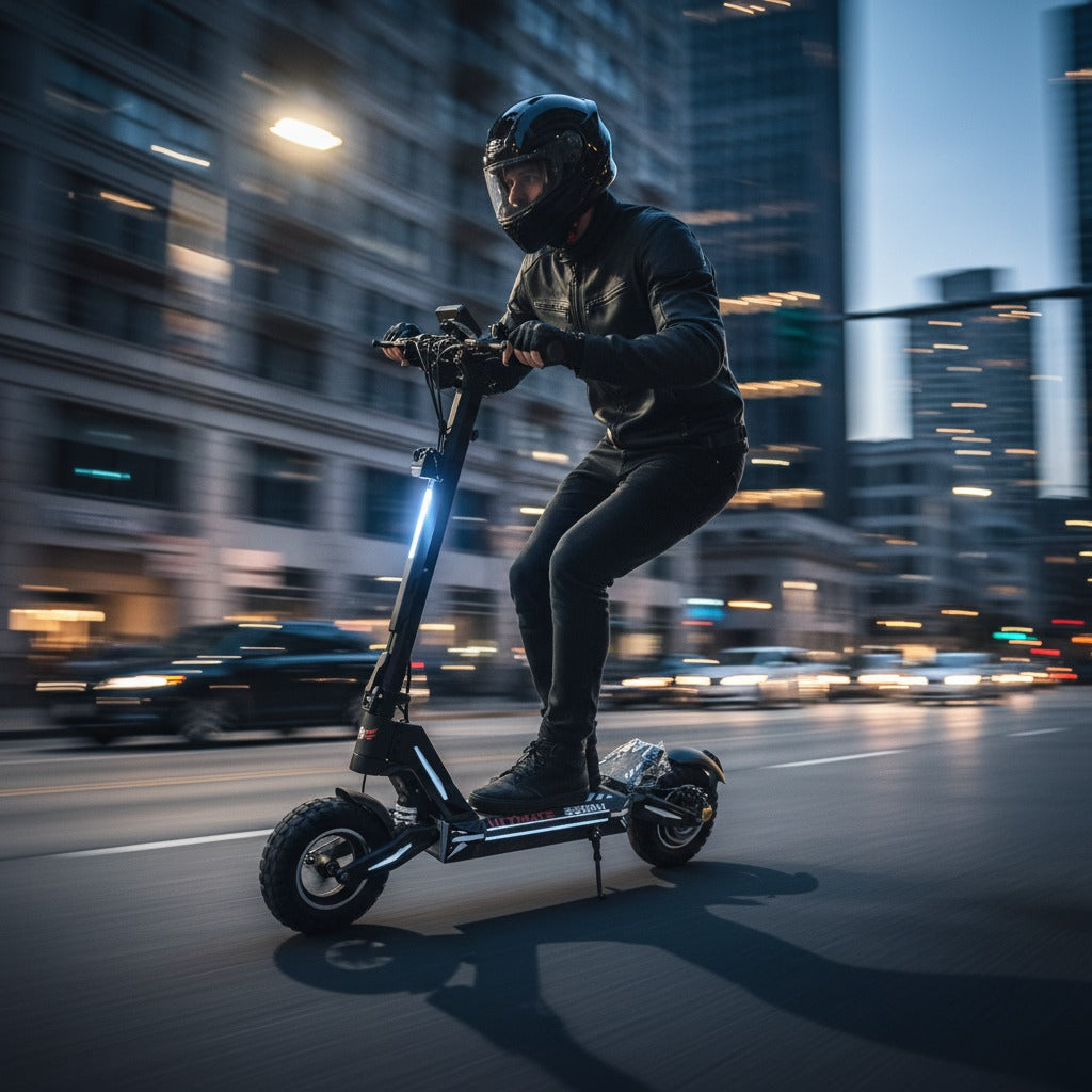 Person riding Thunder Motor High Speed Electric Scooter