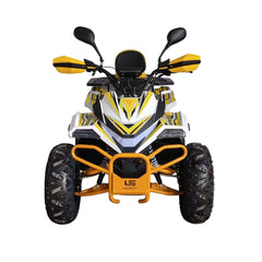 Yellow and black ATV with orange accents, Ride on Thunderbird Powerwheels Quad Bike