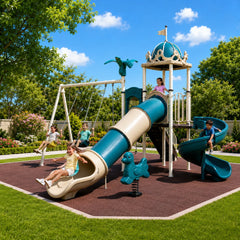 Kids enjoy Megastar Crown Adventure Outdoor Backyard Swing and Slide Playset (700 x 550 x 350 CM)