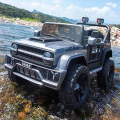 Megastar Ride on 12 v Rocky Road 12v open jeep for terrain driving-silver